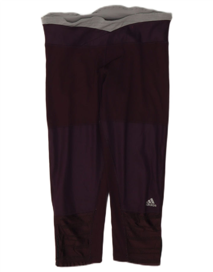 Adidas Damen Capri-Leggings UK 8/10 Small Lila Colourblock Polyester