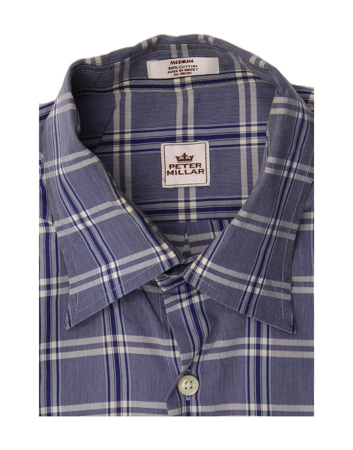 PETER MILLAR Mens Shirt Medium Blue Check Cotton Vintage Peter Millar and Second-Hand Peter Millar from Messina Hembry 