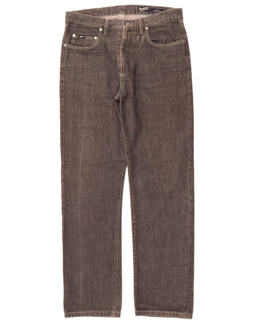 Gas Herren Memphis Straight Jeans W33 L30 Graue Baumwolle