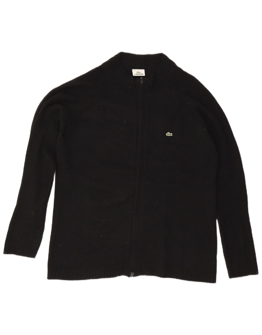 Lacoste Damen Strickjacke Pullover Größe 46 XL Schwarze Wolle