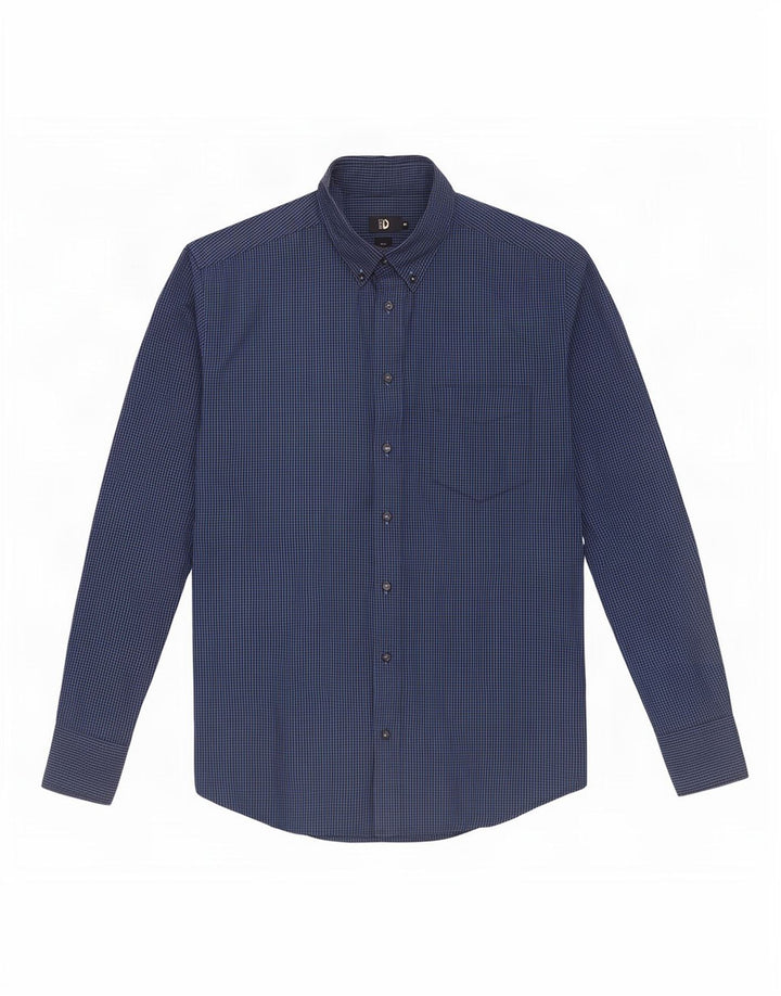 Dack's Herren-Hemd mit normaler Passform, Größe S, Marineblau, Gingham-Baumwolle