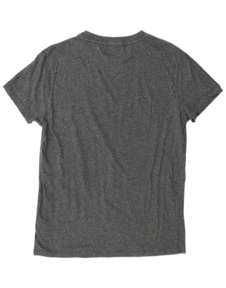 SUPERDRY Herren-T-Shirt-Oberteil aus mittelgrau gesprenkelter Baumwolle