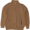 Champion Herren-Sweatshirt mit Reißverschluss am Hals, groß, beige Baumwolle