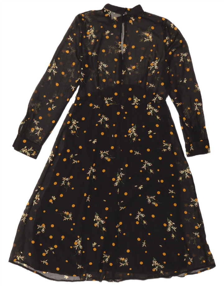 Durchsichtiges A-Linien-Kleid von Zara für Damen, Gr. 12, Mittelschwarz, geblümt