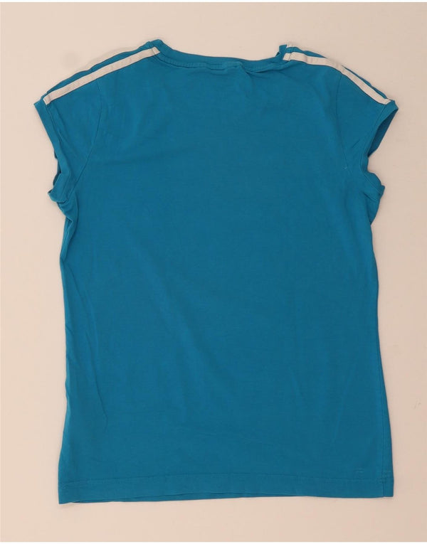 Adidas Damen T-Shirt Top UK 14 Large Blau Baumwolle