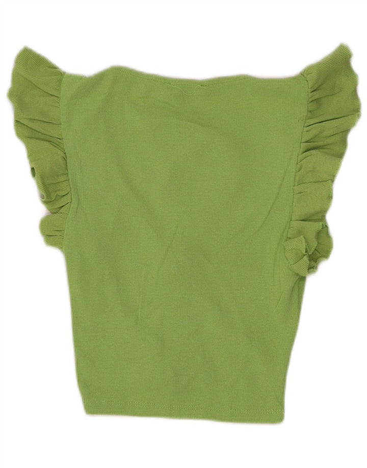 Zara Damen Crop Bluse Top UK 8 Small Grün