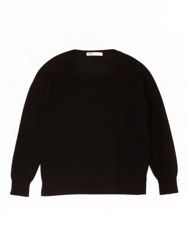 Zara Damen-Pullover mit U-Boot-Ausschnitt, Gr. 16, Schwarz