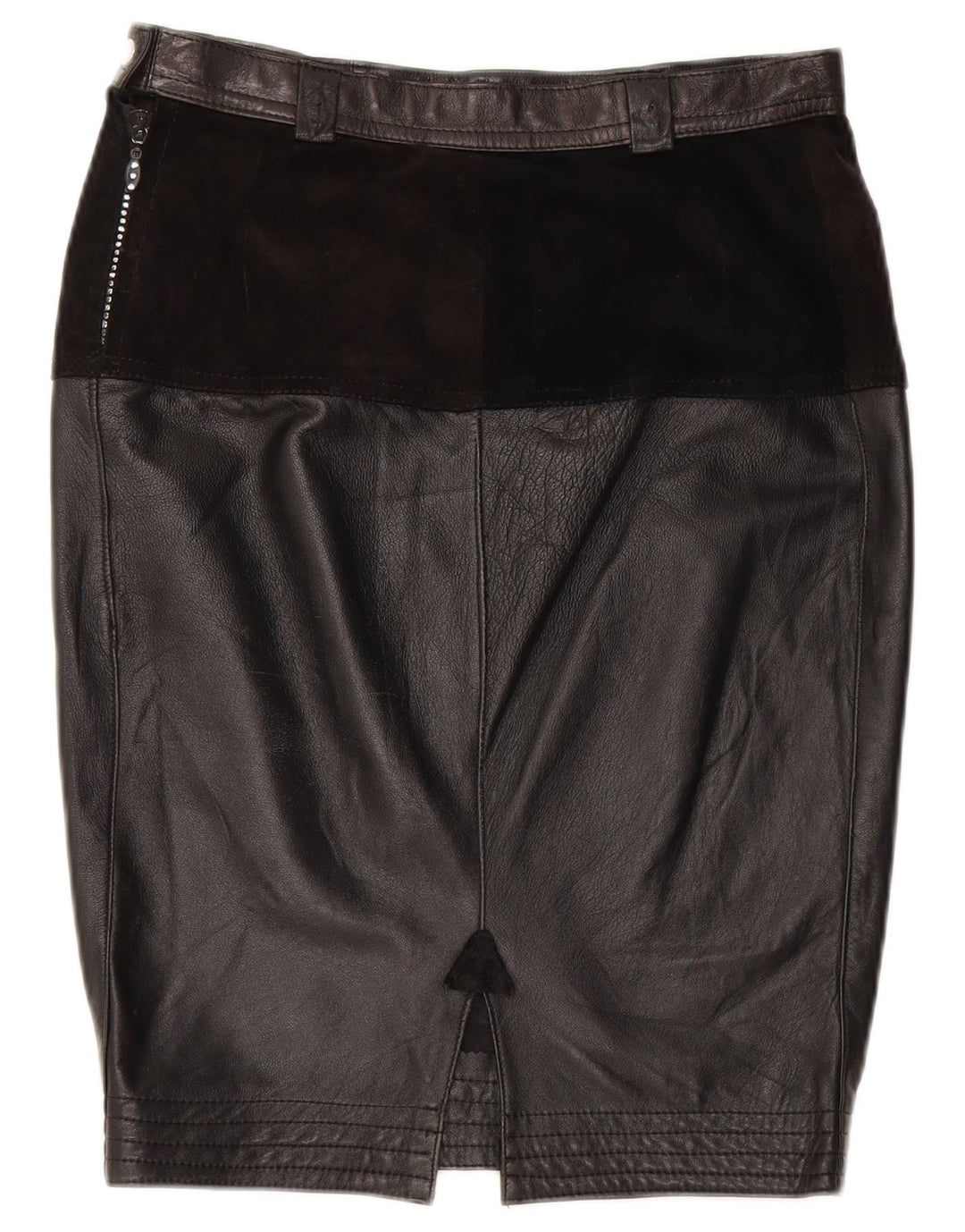 VINTAGE Damen Lederrock Medium W28 Schwarz