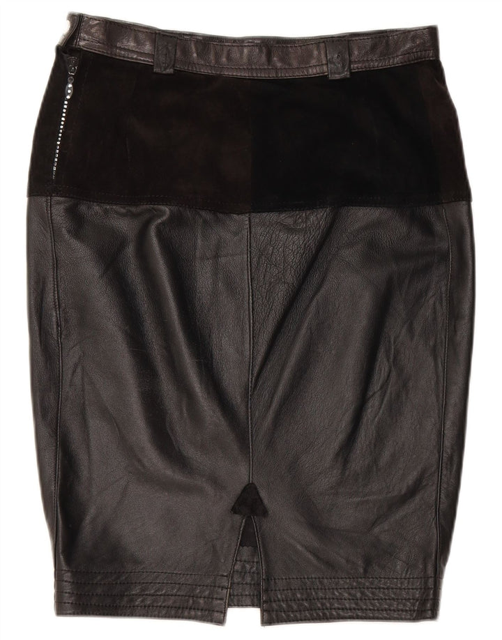 VINTAGE Damen Lederrock Medium W28 Schwarz