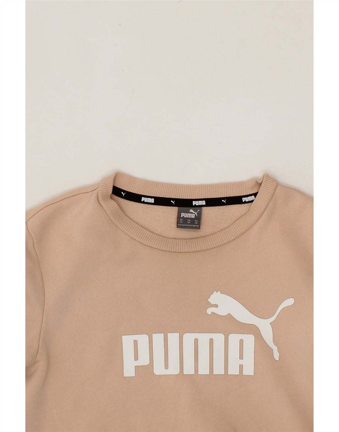 PUMA Womens Graphic Sweatshirt Jumper UK 6 XS Beige Vintage Puma and Second-Hand Puma from Messina Hembry 