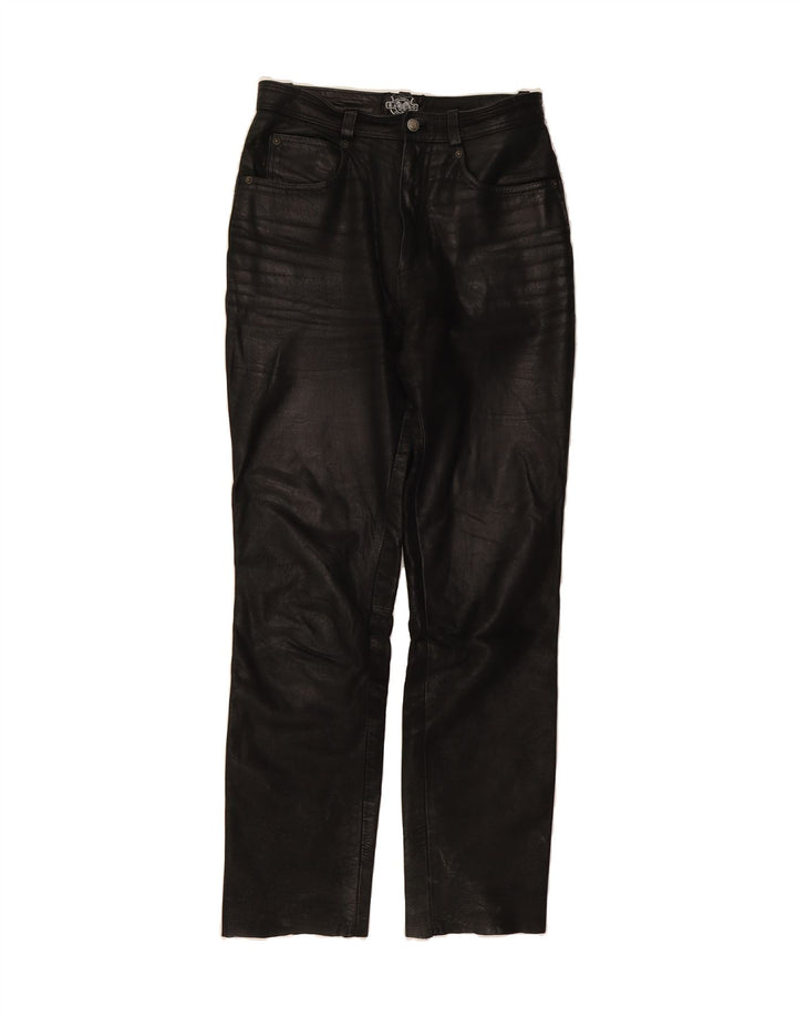 RABERG Womens Straight Leather Trousers W30 L32 Black Leather Vintage Raberg and Second-Hand Raberg from Messina Hembry 