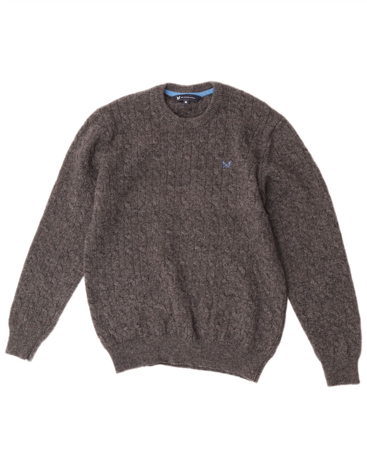 Crew Clothing Herren-Pullover mit Rundhalsausschnitt, mittelgraue Lammwolle