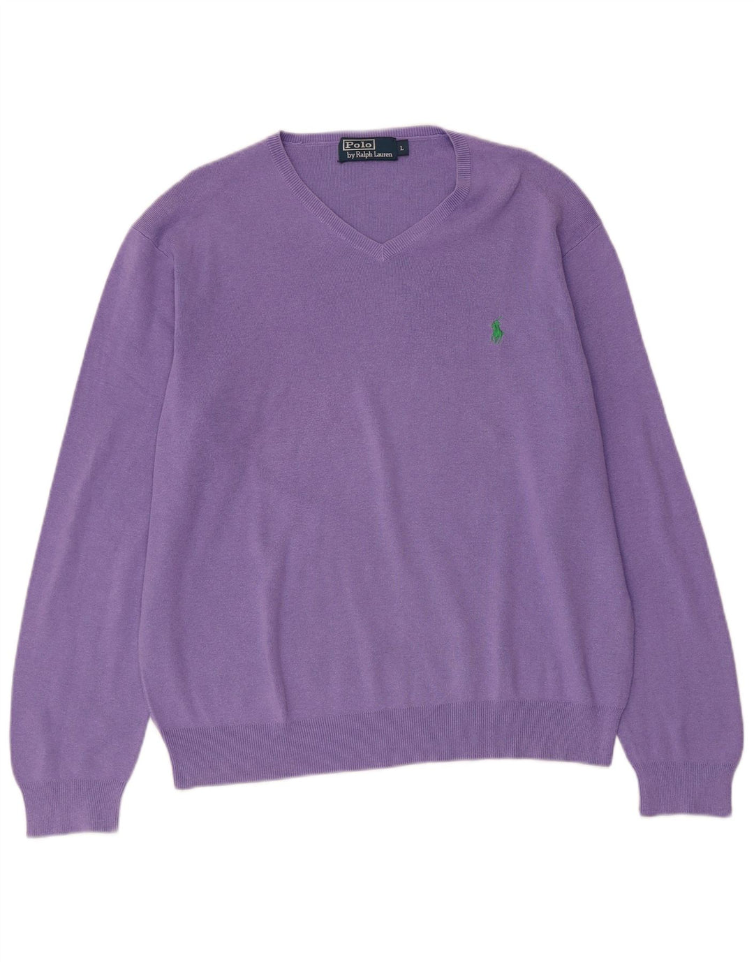 POLO RALPH LAUREN Damen-Pullover mit V-Ausschnitt, Gr. 16, Größe L, Lila, Baumwolle