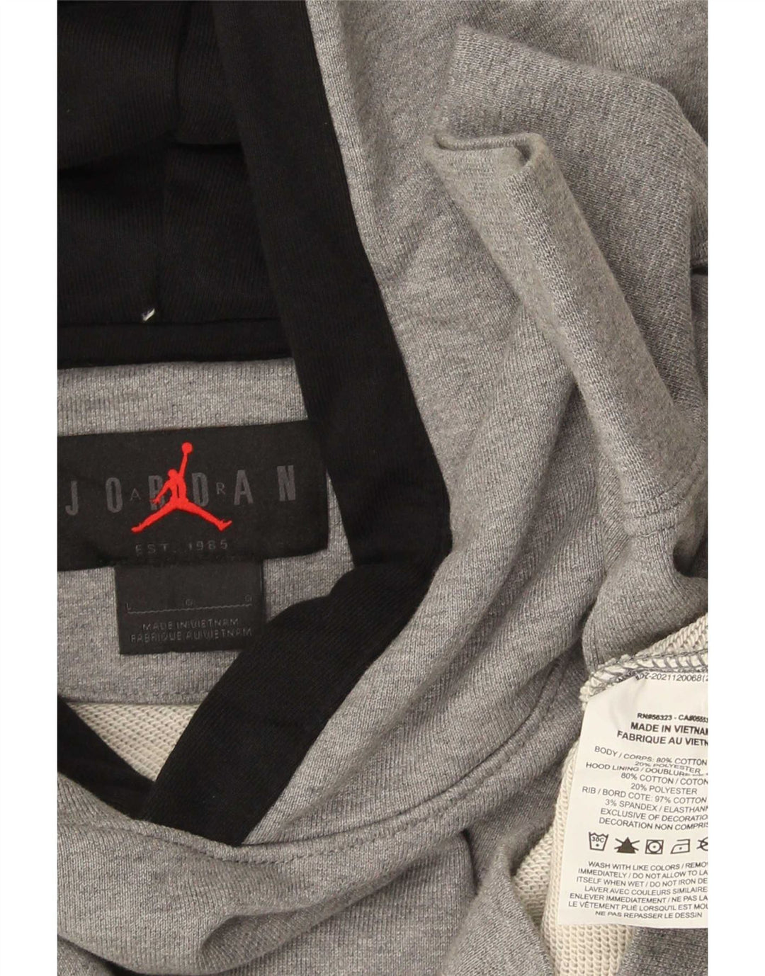 Jordan Herren-Kapuzenpullover mit Grafik, groß, graue Baumwolle