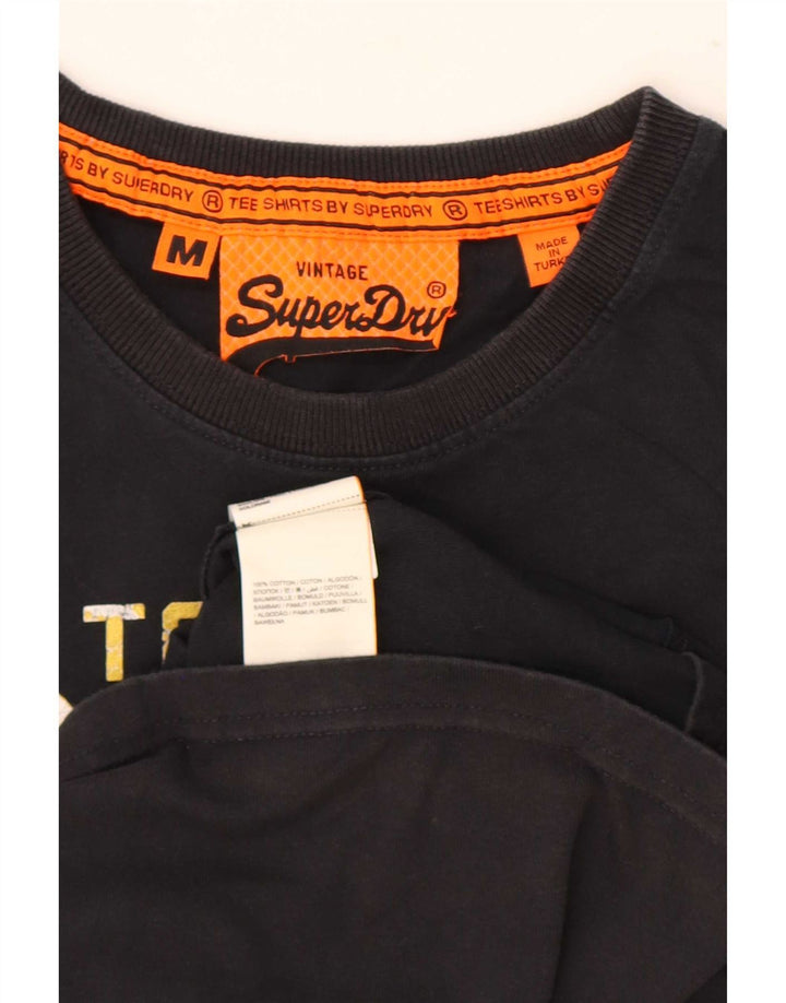 Superdry Herren Grafik-T-Shirt-Oberteil aus mittelschwarzer Baumwolle