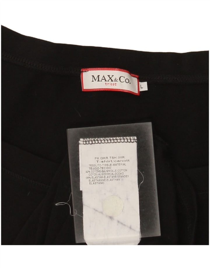 Max & Co. Damen-T-Shirt mit Grafik, UK 14, Größe L, Schwarz, Baumwolle