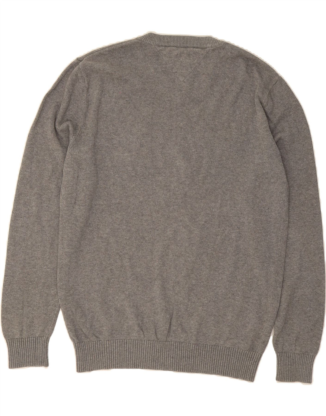 TOMMY HILFIGER Mens V-Neck Jumper Sweater Medium Grey Cotton Vintage Tommy Hilfiger and Second-Hand Tommy Hilfiger from Messina Hembry 
