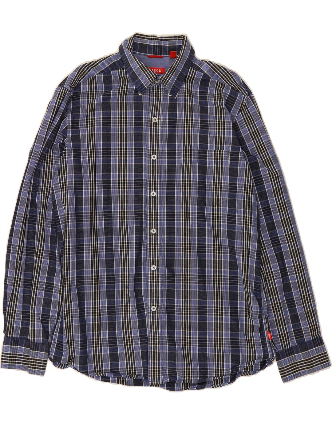 IZOD Mens Slim Fit Shirt Large Blue Check Cotton Vintage Izod and Second-Hand Izod from Messina Hembry 