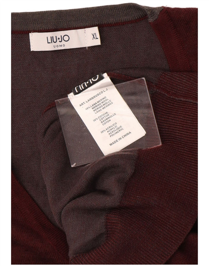 LIU JO Mens Cardigan Sweater XL Brown Wool