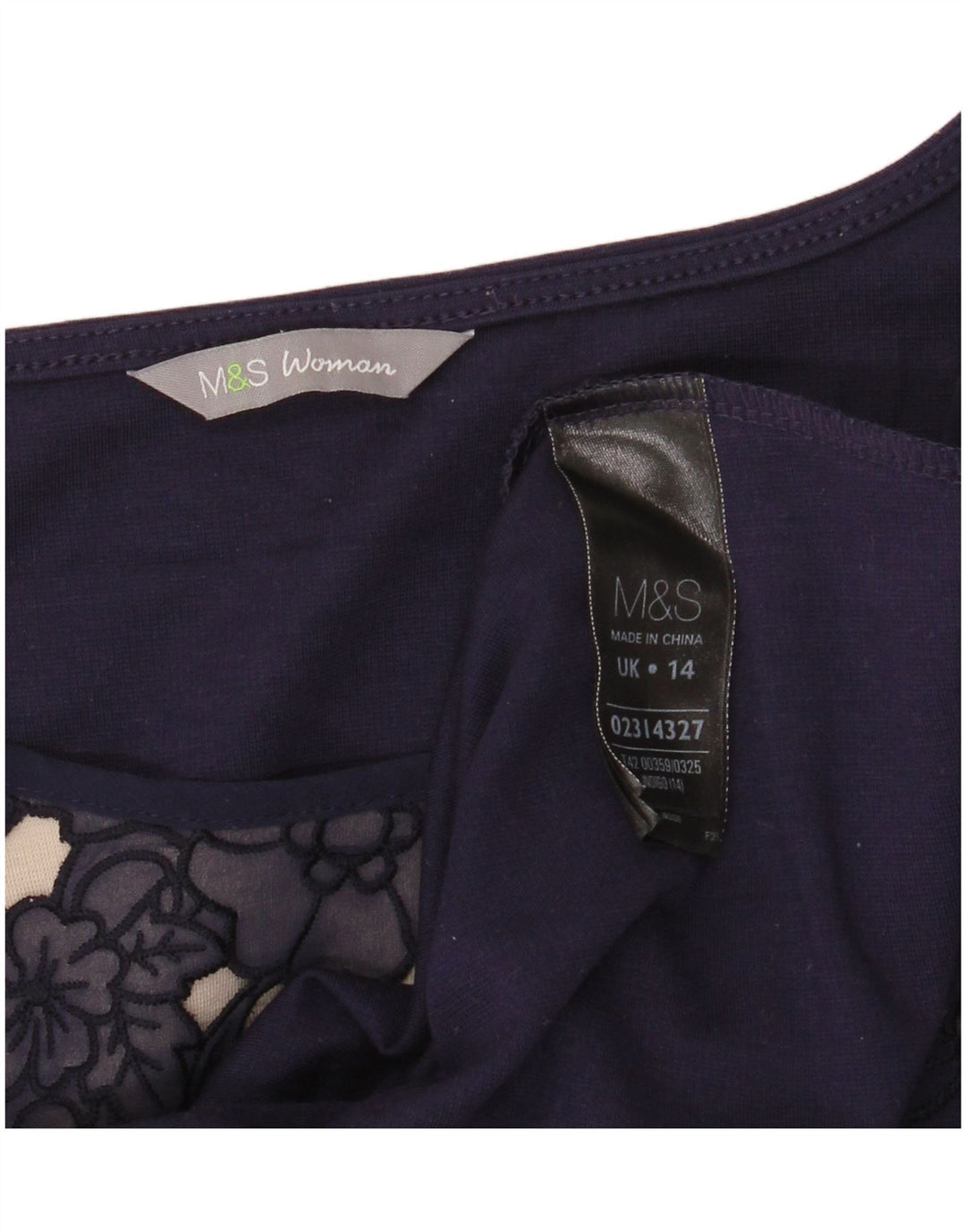 MARKS & SPENCER Damen-A-Linien-Kleid, Größe M, Marineblau, Blumenmuster, UK 14