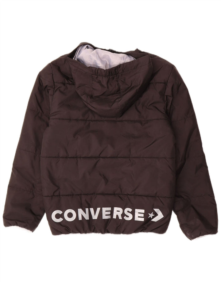 Converse Wattierte Jacke mit Kapuze für Jungen, 12–13 Jahre, groß, schwarzes Polyester