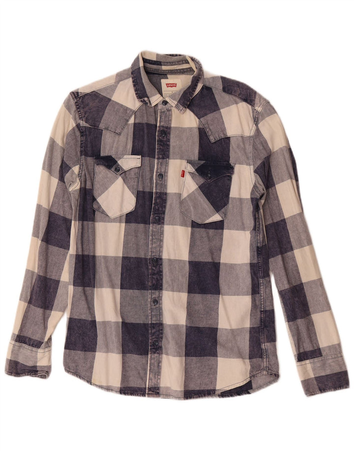 Levi's Herren-Flanellhemd, klein, marineblau, kariert, Baumwolle
