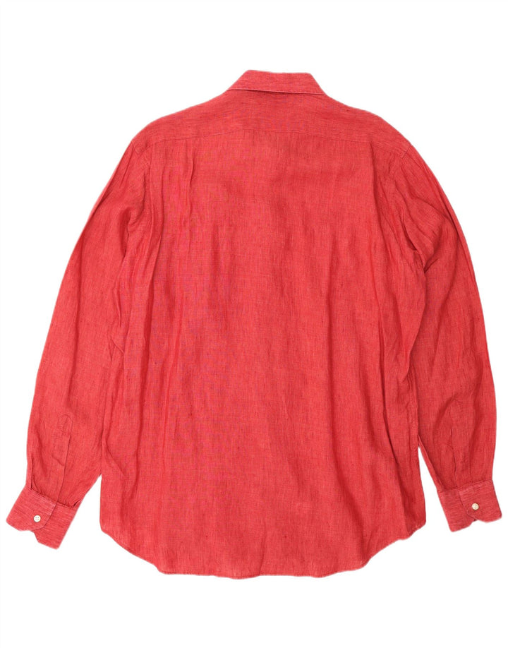 CAMICISSIMA Herren Slim Fit Hemd XL Rot Leinen