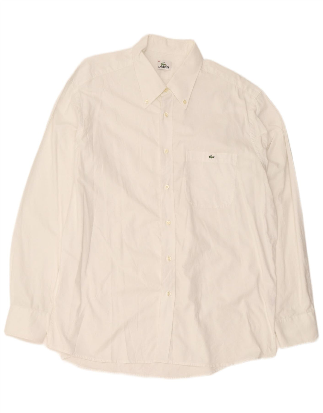 Lacoste Herren-Hemd in normaler Passform, Größe 46 2XL, weiße Baumwolle
