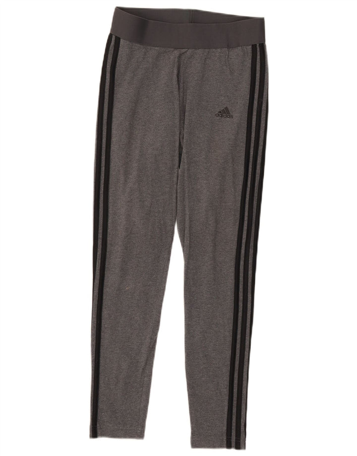 ADIDAS Damen Leggings UK 8/10 Small Graue Baumwolle