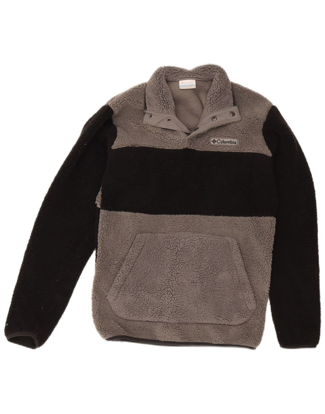 Columbia Herren-Fleecepullover mit Knopfkragen, XS, graues Farbblock-Polyester