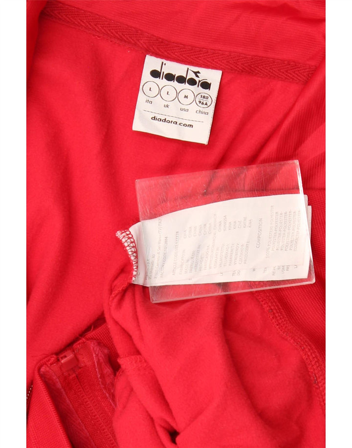 DIADORA Damen-Trainingsanzug-Oberteiljacke UK 16 Großes rotes Farbblock-Polyester