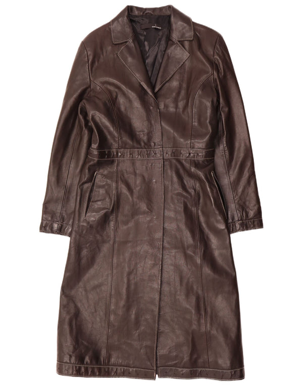 Genel Damen Ledermantel UK 12 Mittelbraun