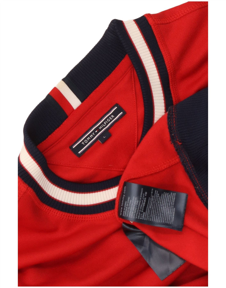 Tommy Hilfiger Herren-Sweatshirt-Pullover, großes rotes Farbblock-Polyester