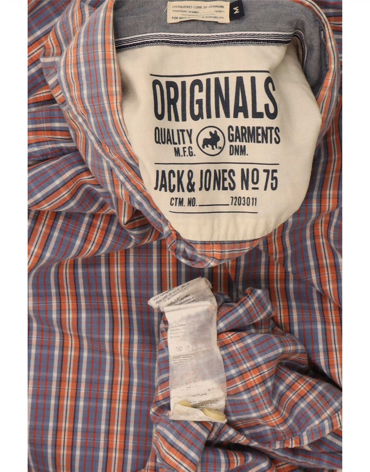 Jack & Jones Herrenhemd aus mittelblau karierter Baumwolle