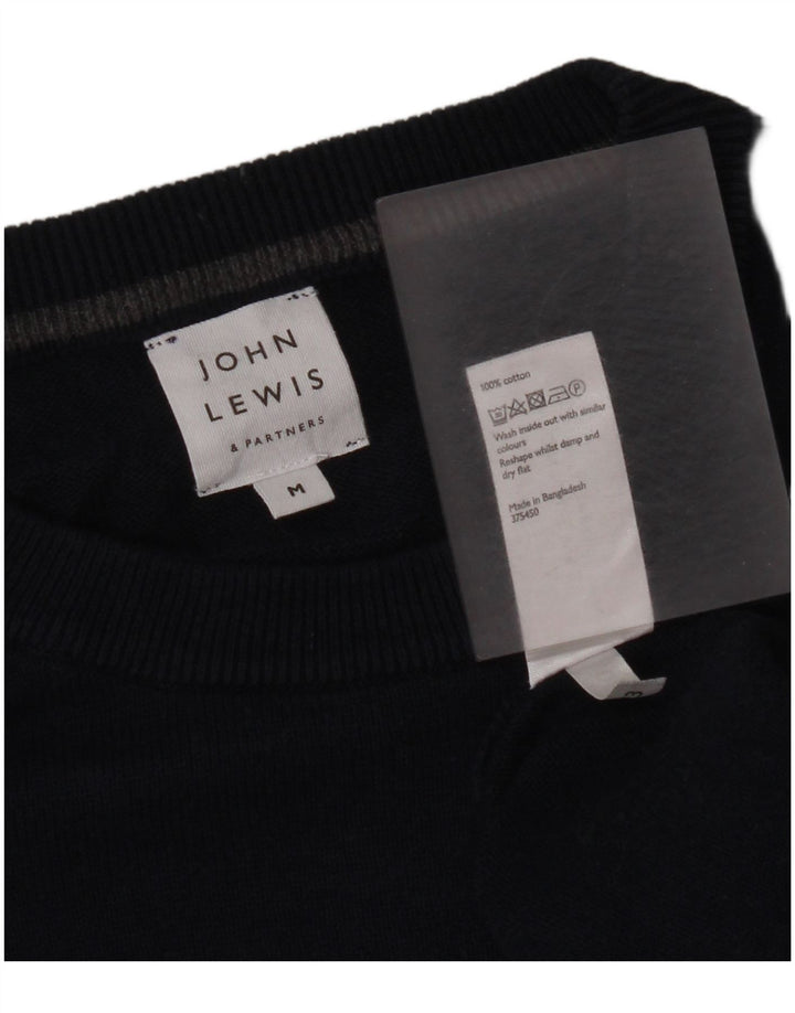 John Lewis Herren-Pullover mit Rundhalsausschnitt, mittlere marineblaue Baumwolle