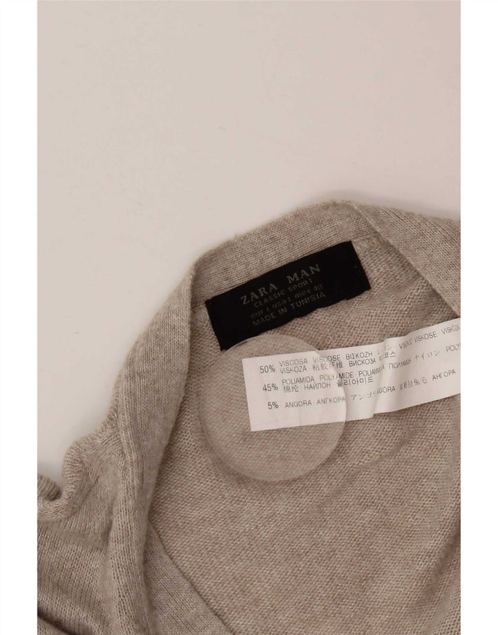 Zara Herren-Strickjacke, groß, grau meliert, Viskose