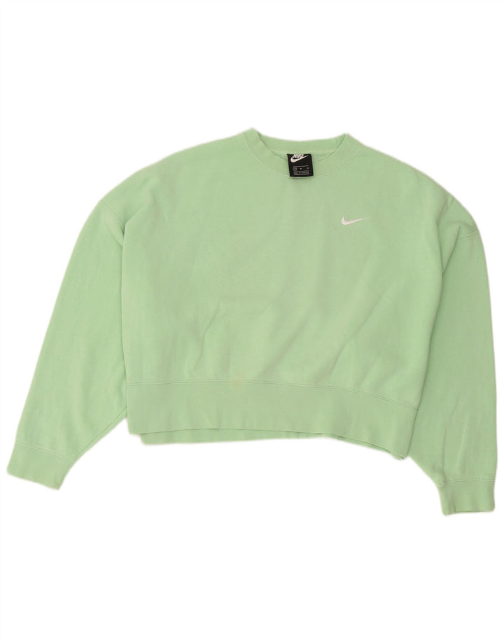 Nike Womens Crop Oversized Sweatshirt Pullover UK 14 Mittelgrüne Baumwolle
