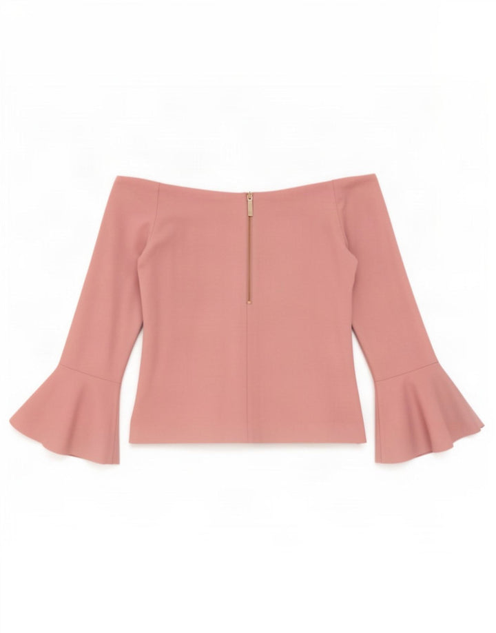 Ted Baker Damen Crop Off Shoulder Top Größe 3 Mittelrosa Viskose
