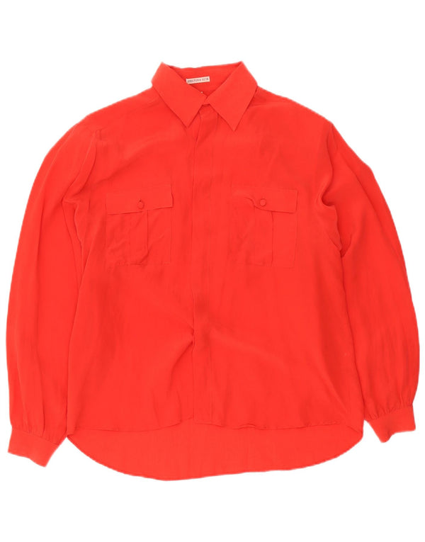 Vintage Damen übergroße Hemdbluse EU 36 kleine rote Seide