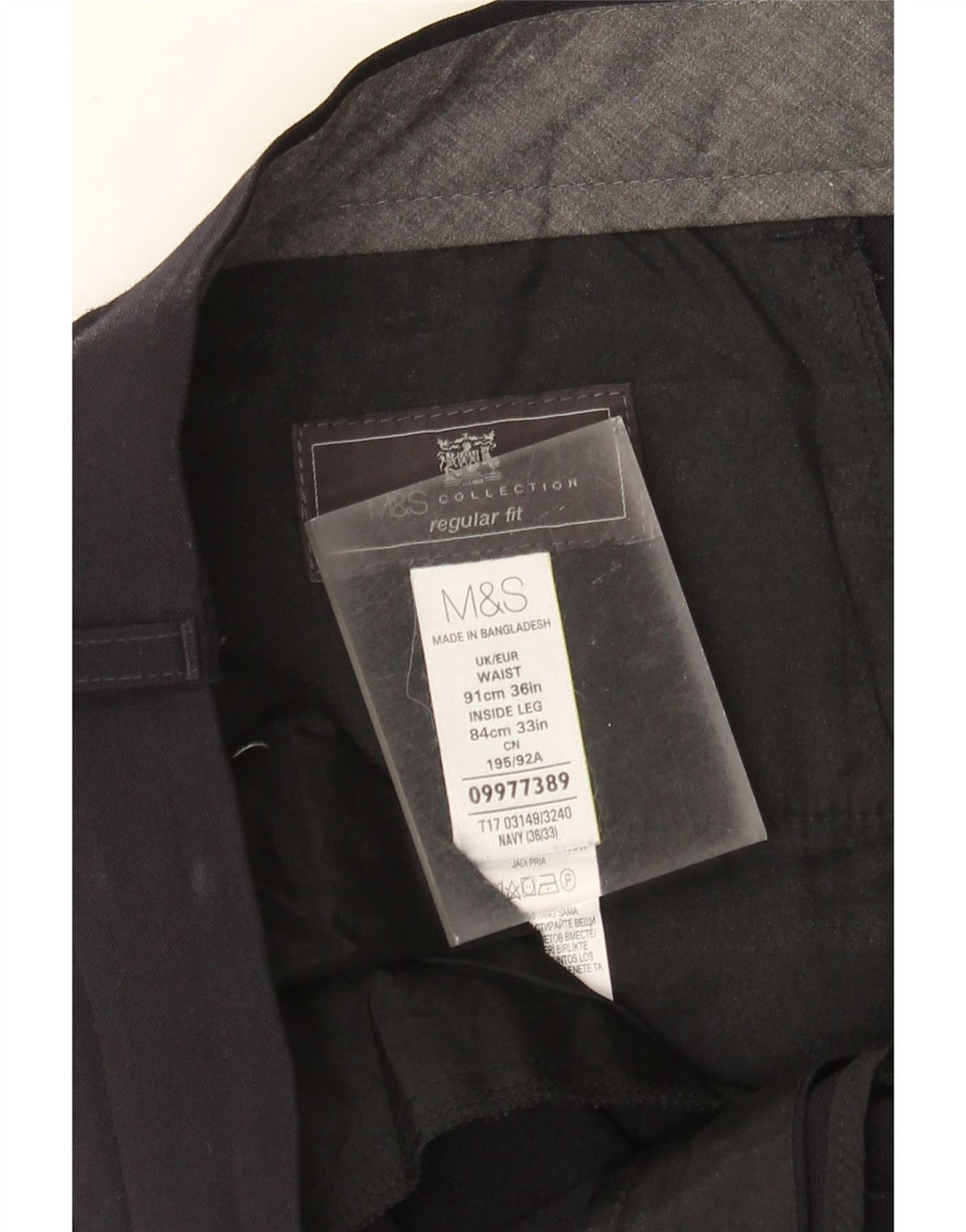 MARKS & SPENCER Herren-Anzughose mit normaler Passform, W36 L33, marineblaues Polyester