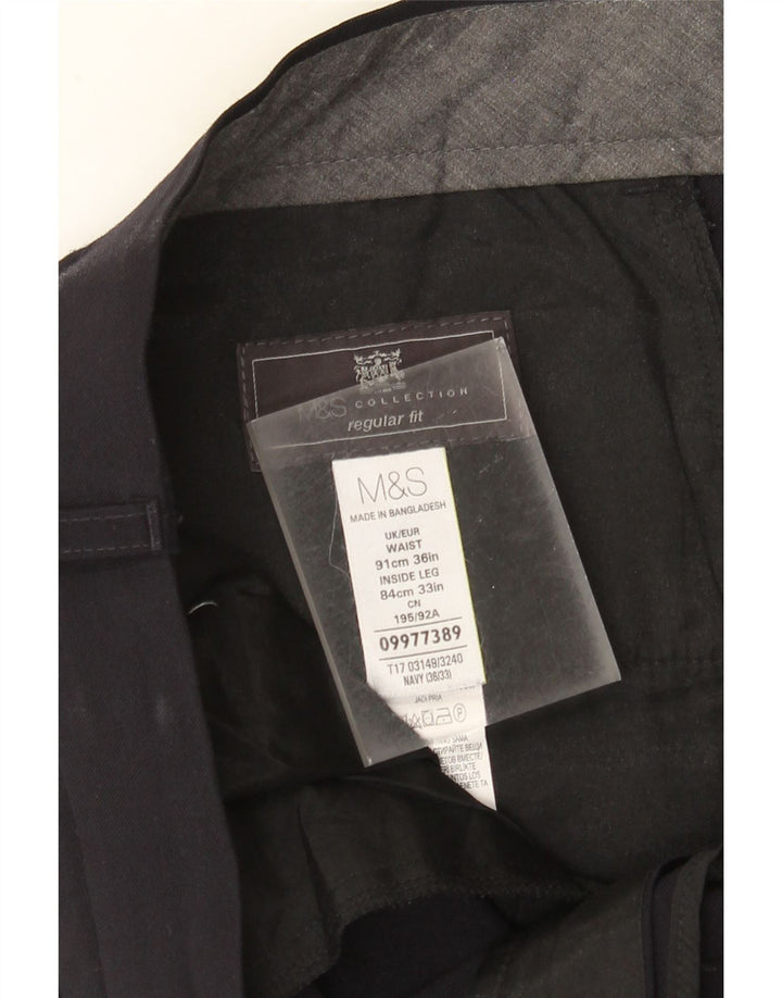 MARKS & SPENCER Herren-Anzughose mit normaler Passform, W36 L33, marineblaues Polyester