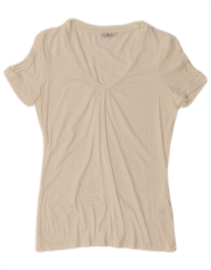 Marella Damen T-Shirt Top UK 10 Small Off White