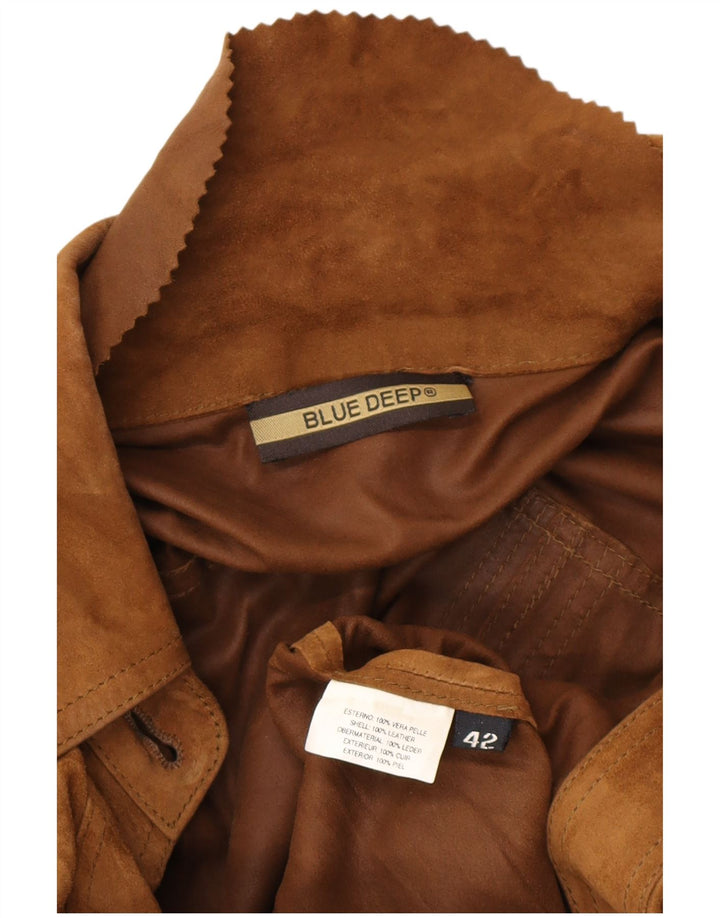 VINTAGE Damen Wildleder-Militärjacke IT 42 Mittelbraunes Leder