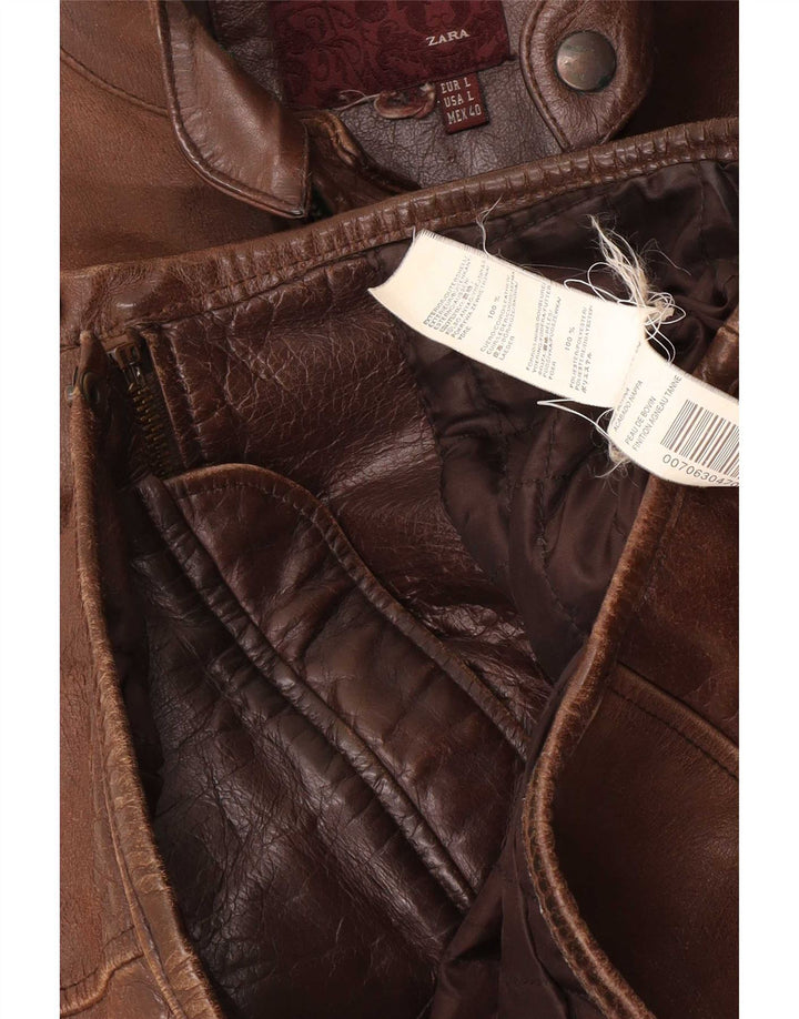 Zara Herren Lederjacke UK 40 Large Braun