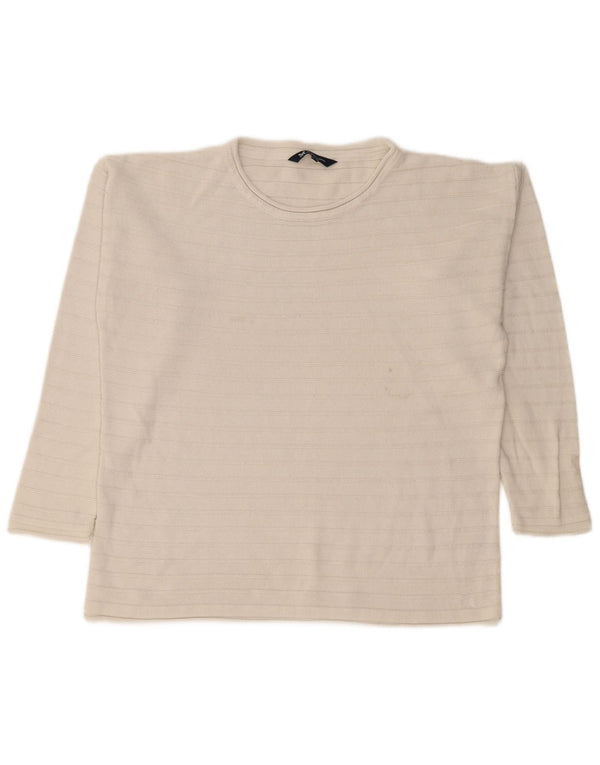 Crew Clothing Damen-Pullover mit U-Boot-Ausschnitt, Gr. 42, Größe L, weiß gestreift