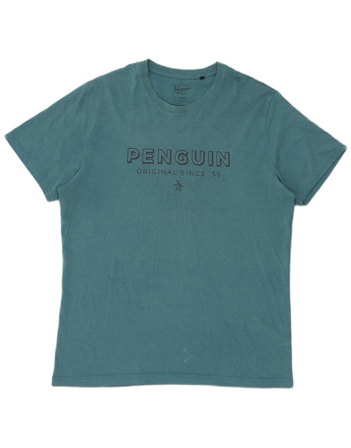 Penguin Herren-T-Shirt mit Grafik, XL, Blau, Baumwolle