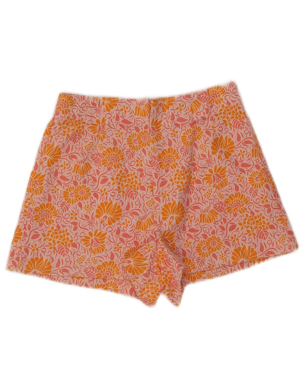Zara Damen Freizeitshorts XS W24 Rosa Blumenleinen