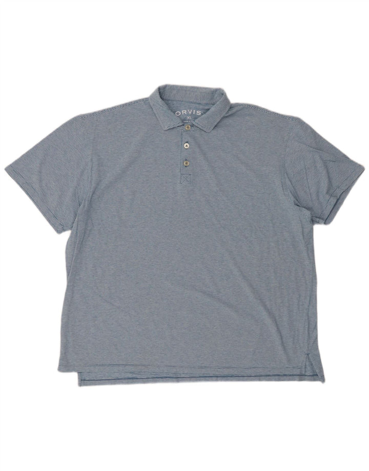 ORVIS Herren-Poloshirt XL, blaue Nadelstreifen-Baumwolle