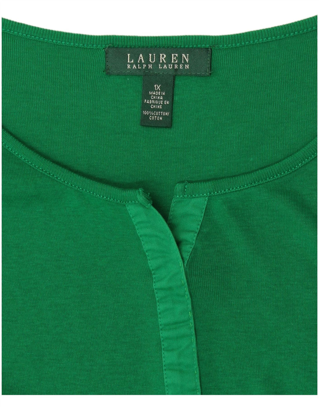 RALPH LAUREN Damen Top Langarm UK 18 XL Grüne Baumwolle