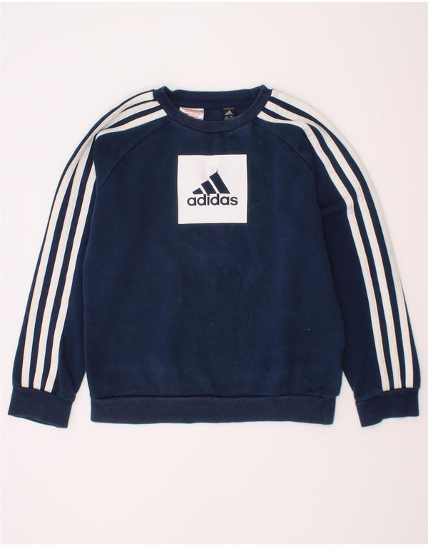 Adidas Jungen Grafik-Sweatshirt-Pullover, 7–8 Jahre, marineblaue Baumwolle